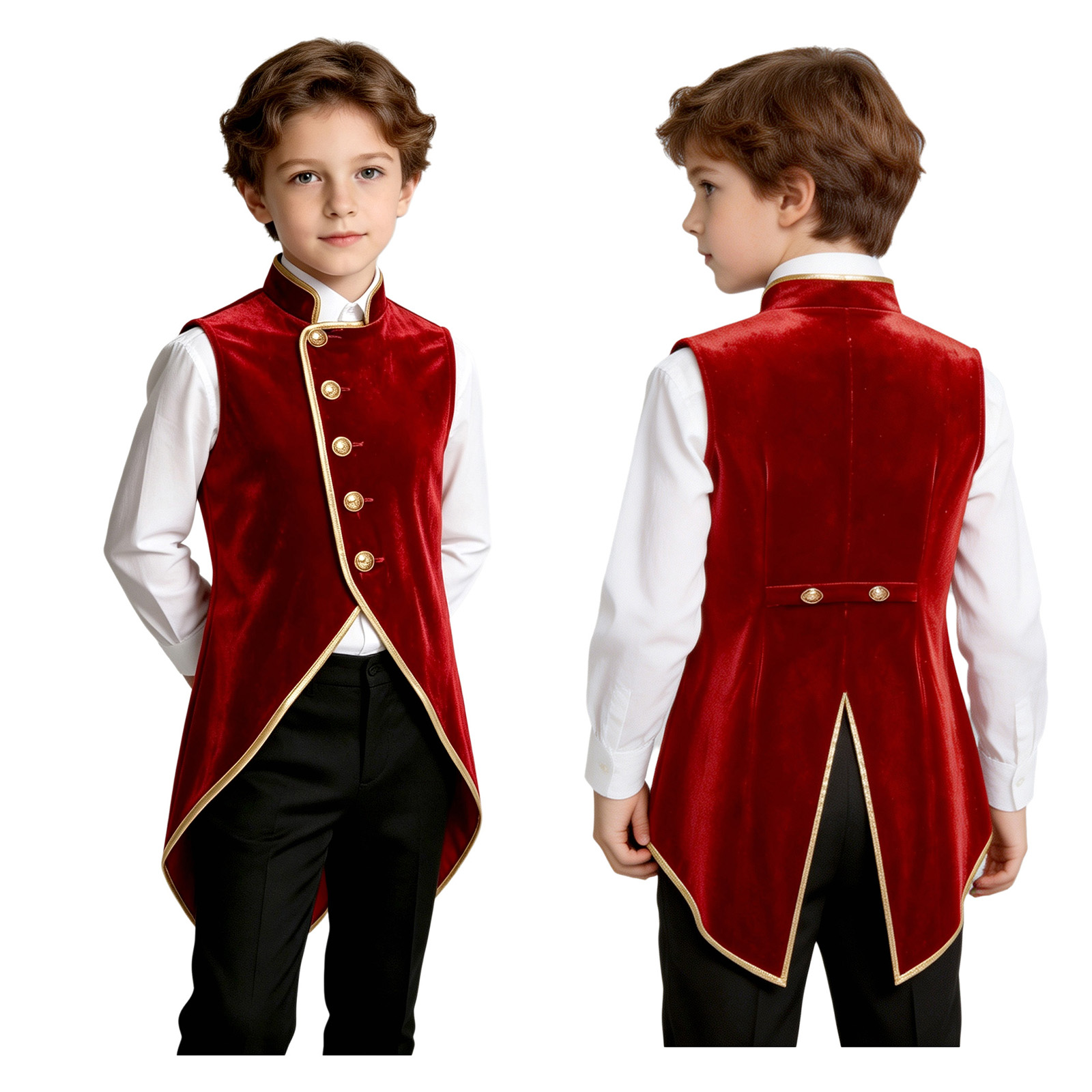 Jackets - Boys Retro Medieval Velvet Tailcoat Jacket