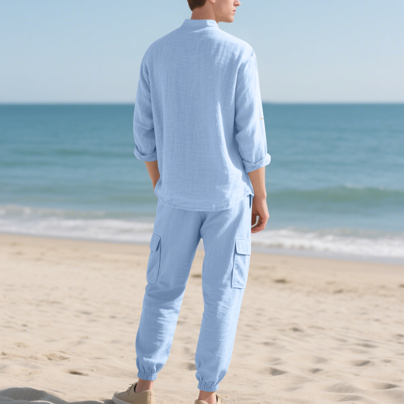 Men's Linen Breathable Two-Pie - Mens Linen Shirt Long Sleeve recension och pris