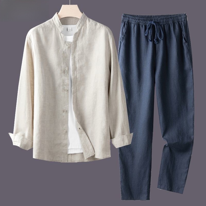 Lightweight Breathable Cotton  - Mens Linen Shirt Long Sleeve recension och pris