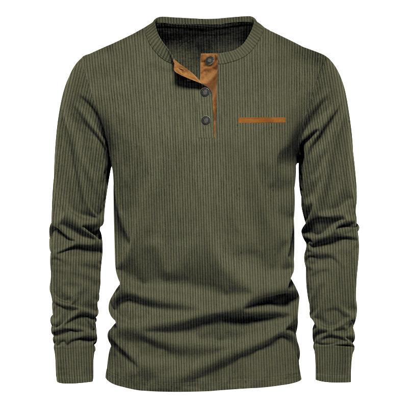 New Men's Long Sleeve T-shirt  - Corduroy Button Up Shirt Men recension och pris