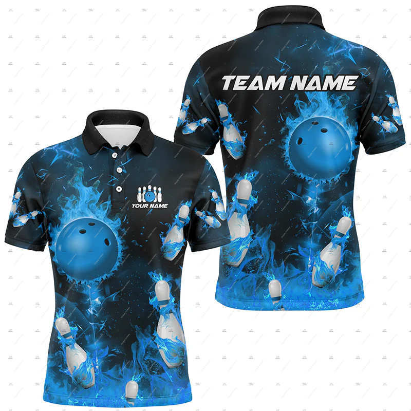 Custom Name Bowling Skull Flam - Short Sleeve Bowling Shirt Retro recension och pris