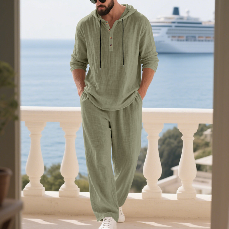 Cross-border Autumn Linen Men' - Mens Linen Shirt Long Sleeve recension och pris