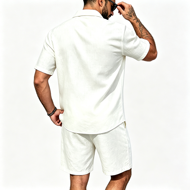 Men Linen Two Piece Outfit Sho - Mens Linen Shirt Long Sleeve recension och pris