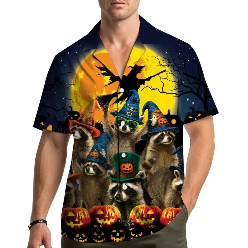 Men's Summer Hawaiian Raccoon  - Vintage Hawaiian Floral Shirt recension och pris