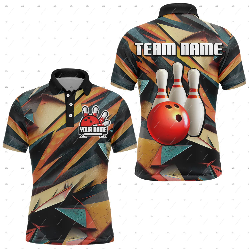 Custom Name Bowling Skull Flam - Short Sleeve Bowling Shirt Retro recension och pris