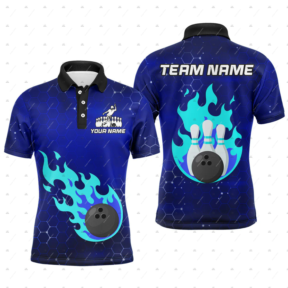 Custom Name Bowling Skull Flam - Short Sleeve Bowling Shirt Retro recension och pris