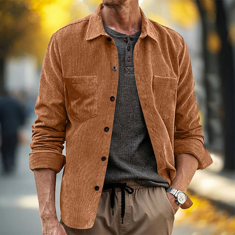 Spring Fall Daily Leisure Mens - Corduroy Button Up Shirt Men recension och pris