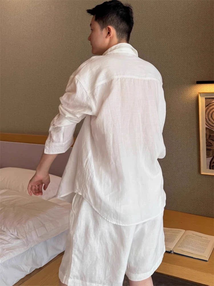 Lightweight Breathable Cotton  - Mens Linen Shirt Long Sleeve recension och pris