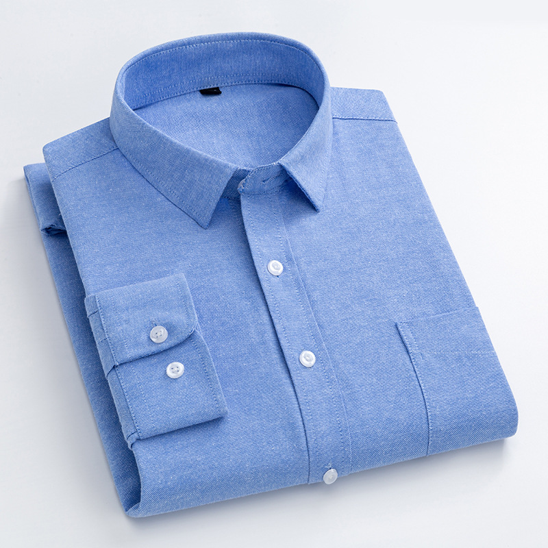 Navy Blue Oxford Shirt Men's L - Oxford Cotton Casual Shirt Business recension och pris