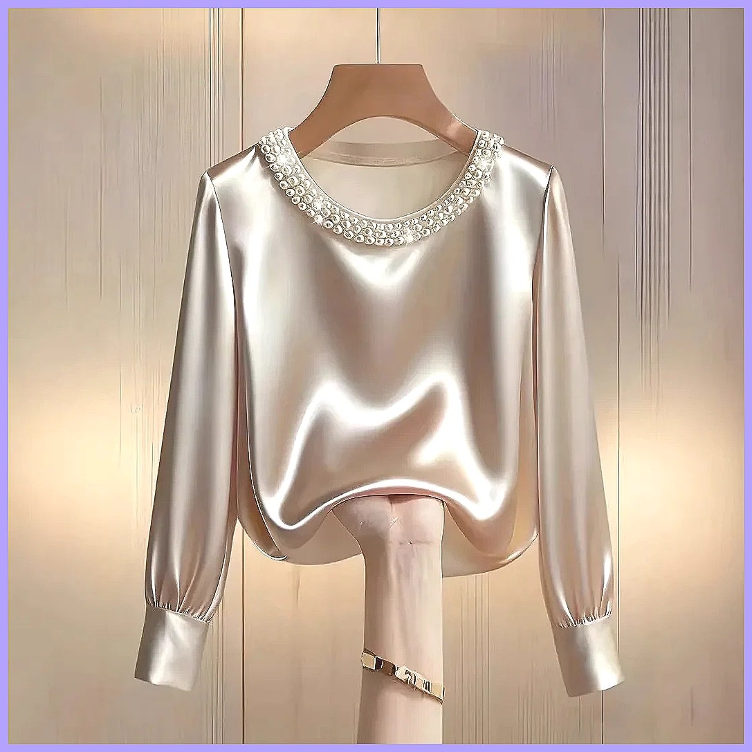 Elegant Beaded Satin Blouse fo - Shirts recension och pris