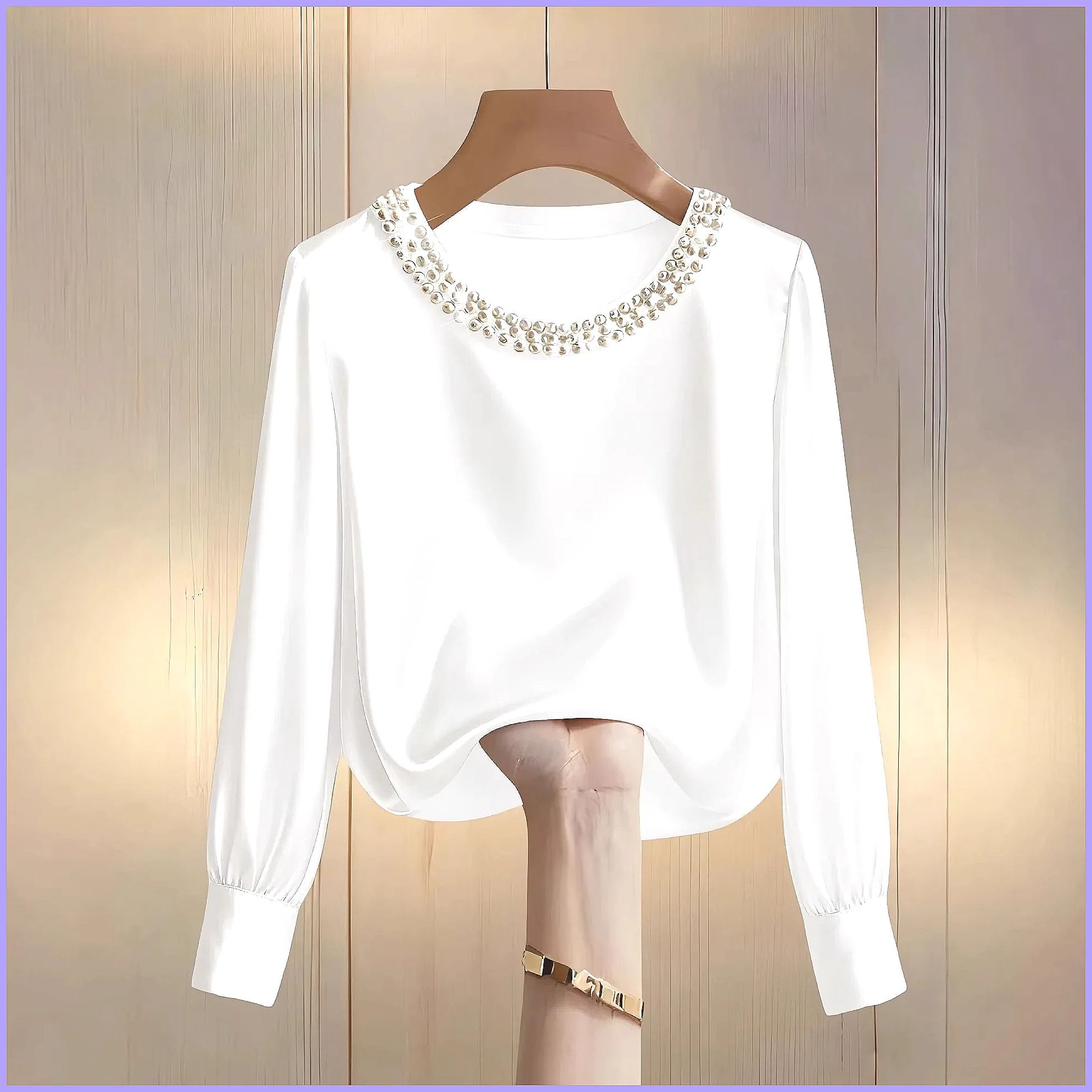 Elegant Beaded Satin Blouse fo - Shirts recension och pris