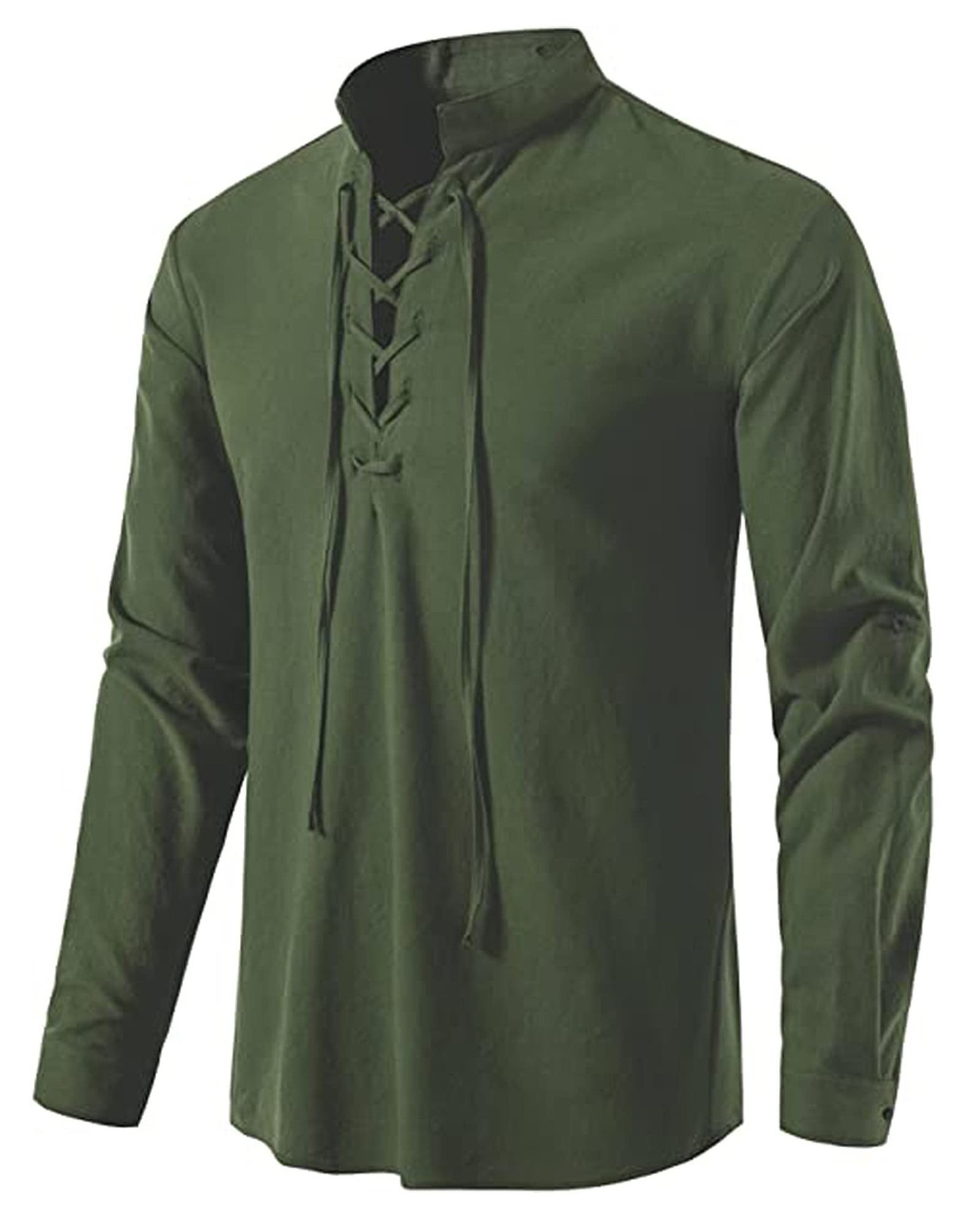 Men's Medieval Lace Up Cotton  - Mens Linen Shirt Long Sleeve recension och pris