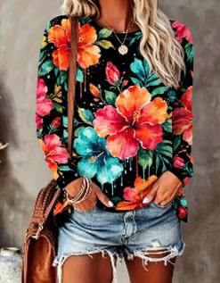 Women's Floral Print Top Navy  - T-Shirts recension och pris