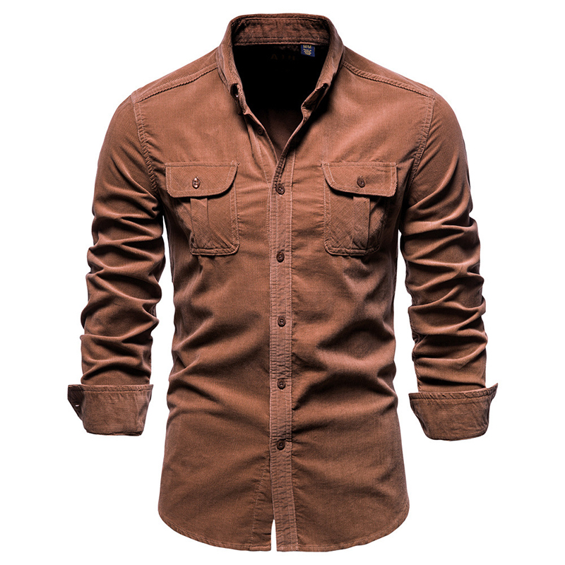 Vintage Solid Color Corduroy S - Corduroy Button Up Shirt Men recension och pris