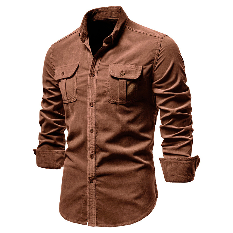 Vintage Solid Color Corduroy S - Corduroy Button Up Shirt Men recension och pris