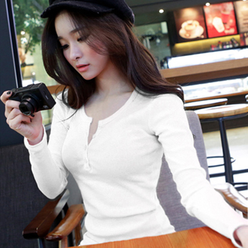 2026 autumn women's button rib - T-Shirts recension och pris