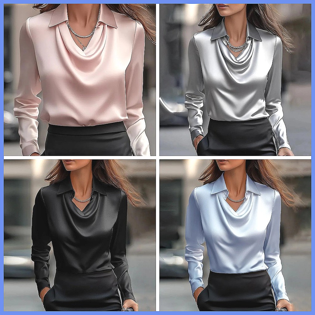 Vintage Satin Blouse Women Lon - Shirts recension och pris
