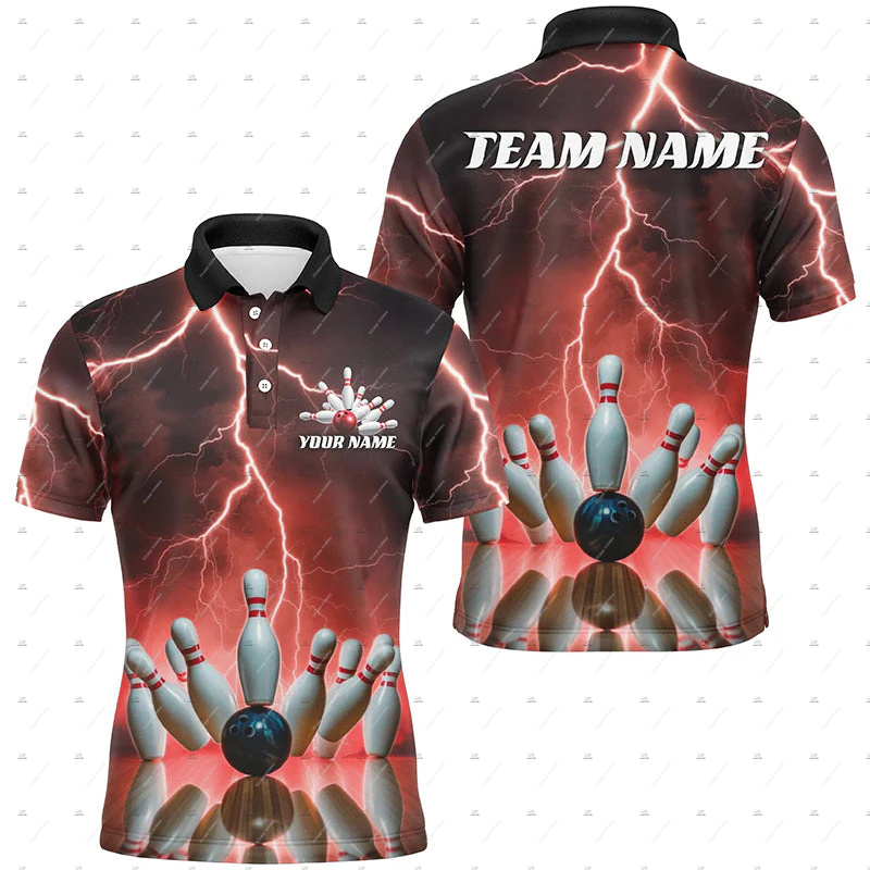 Custom Name Bowling Skull Flam - Short Sleeve Bowling Shirt Retro recension och pris