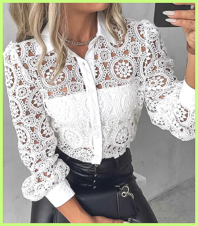 2025 Women's White Lace Shirt, - Shirts recension och pris