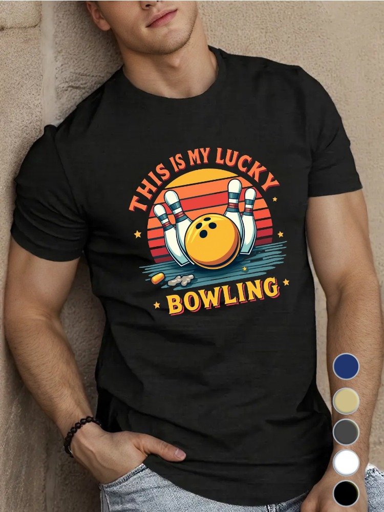 Royal Blue Mens Crew Neck Cott - Short Sleeve Bowling Shirt Retro recension och pris