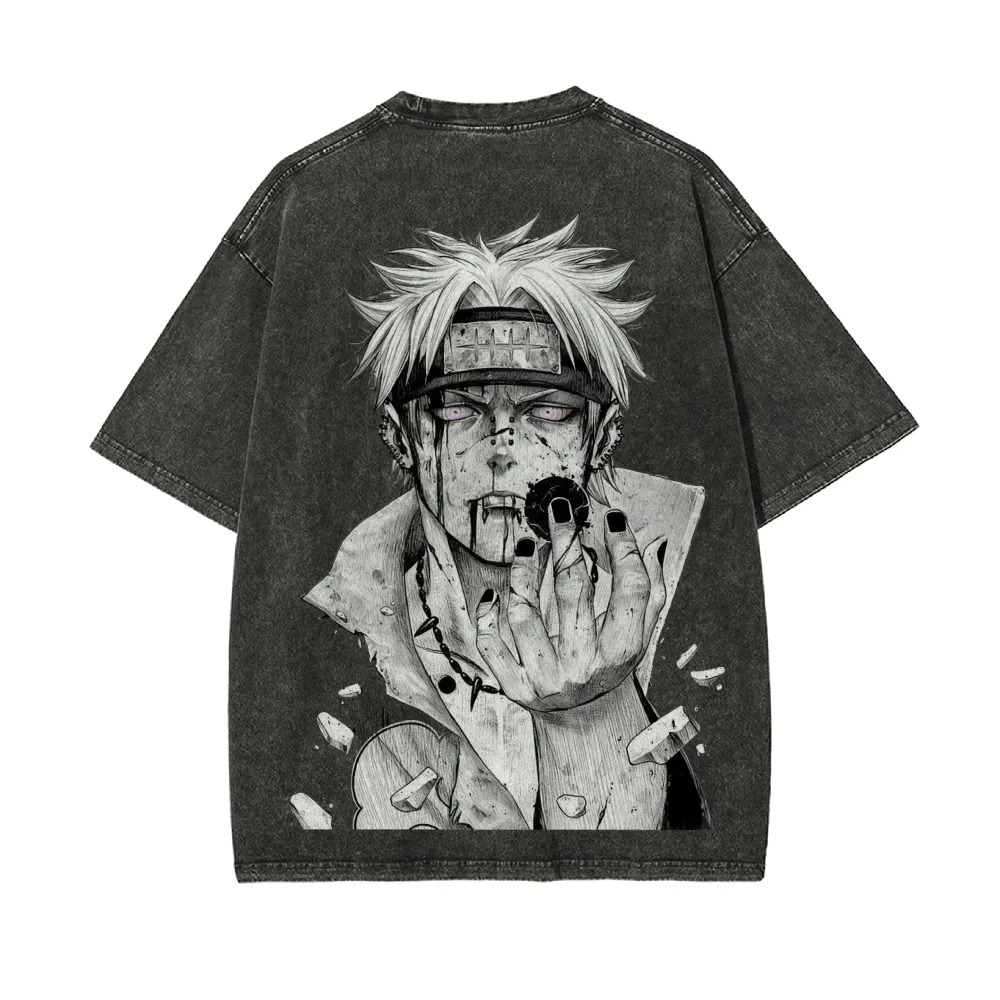 Naruto Pain T Shirt Rinnegan A - Acid Wash Vintage Graphic T Shirt recension och pris