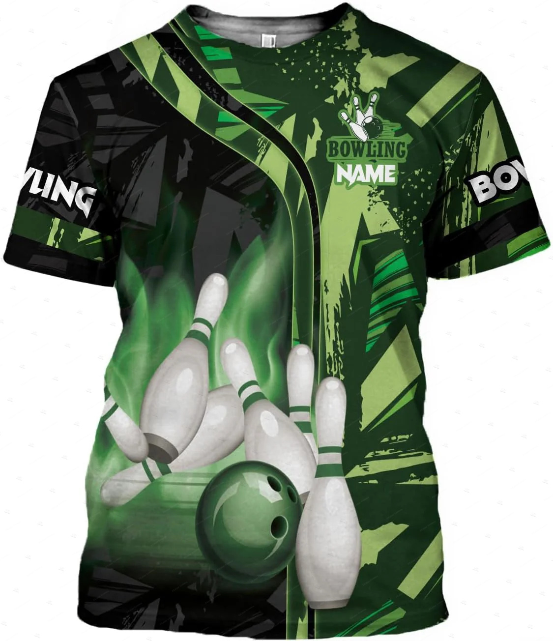 Custom Name Gradient Bowling F - Short Sleeve Bowling Shirt Retro recension och pris