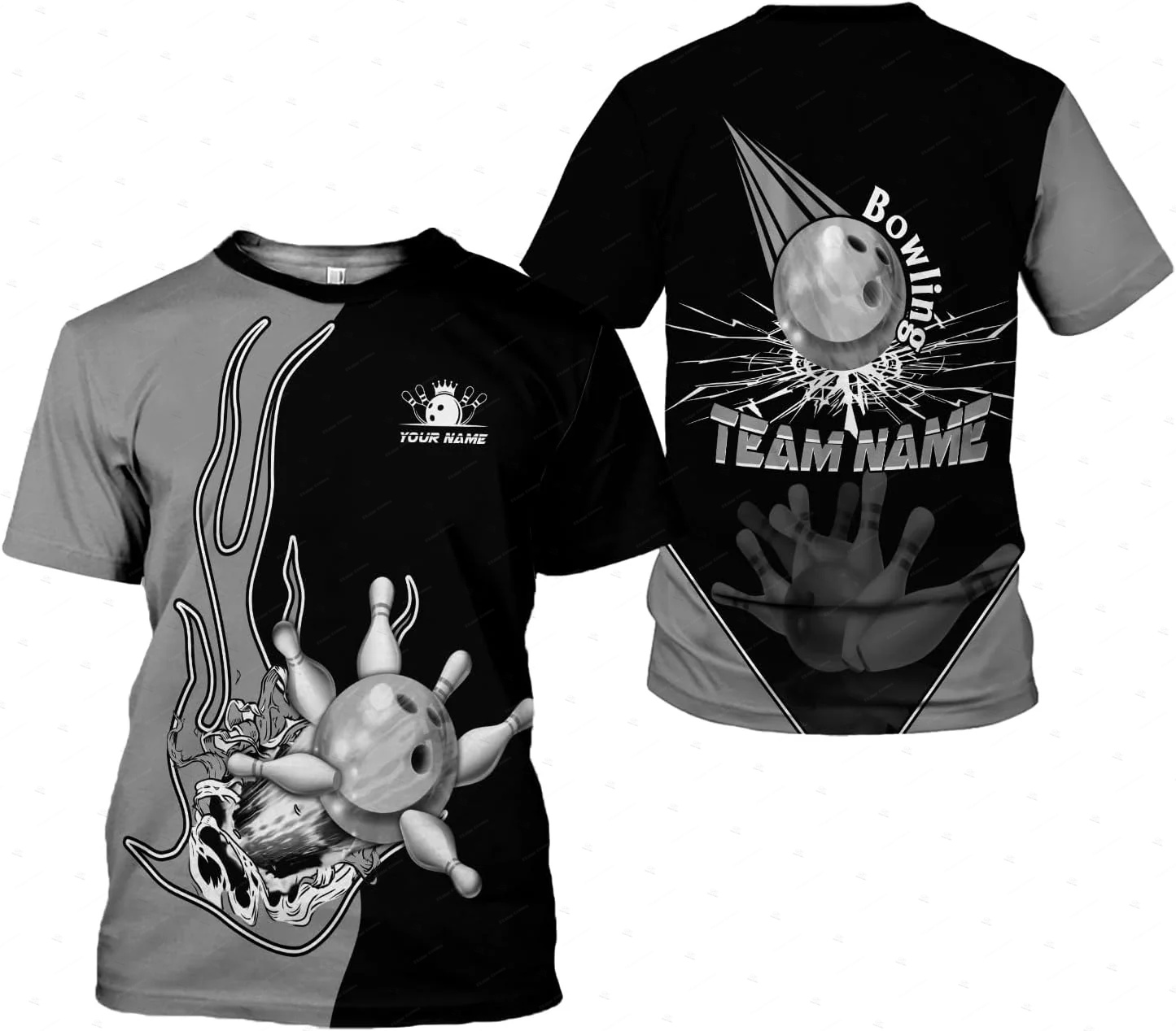 Custom Name Gradient Bowling F - Short Sleeve Bowling Shirt Retro recension och pris