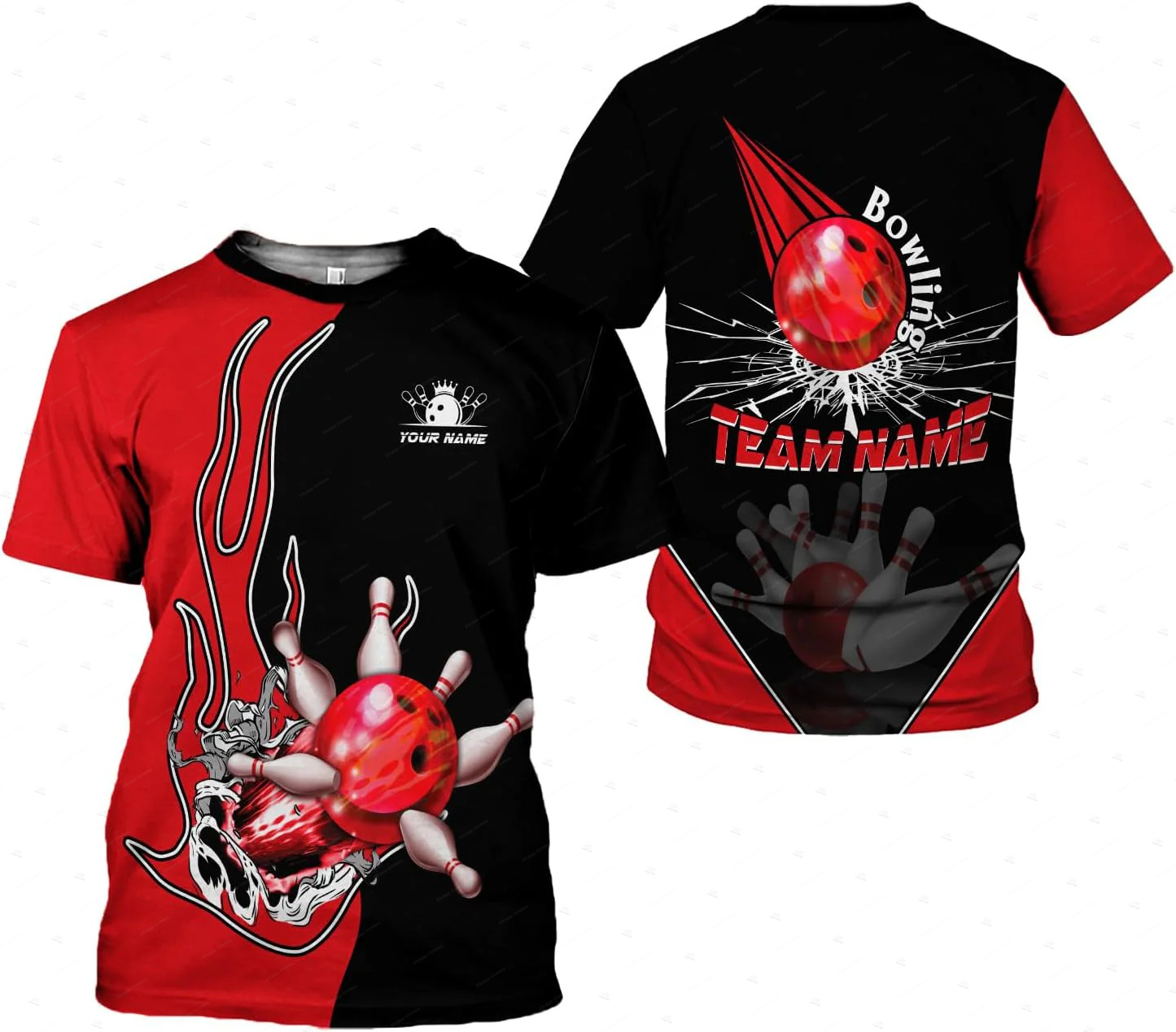 Custom Name Gradient Bowling F - Short Sleeve Bowling Shirt Retro recension och pris