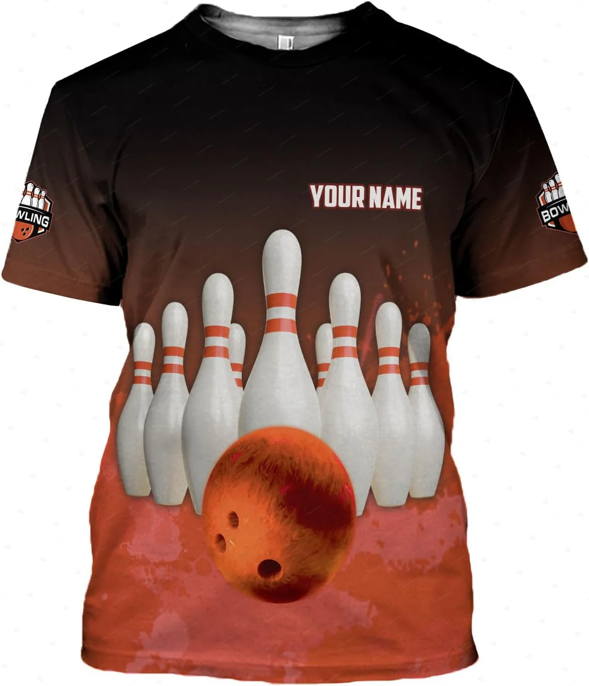 Custom Name Gradient Bowling F - Short Sleeve Bowling Shirt Retro recension och pris