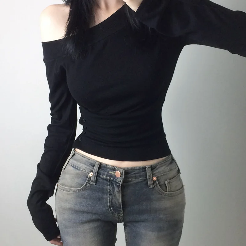 Y2K Vintage Pleated Button T-S - T-Shirts recension och pris