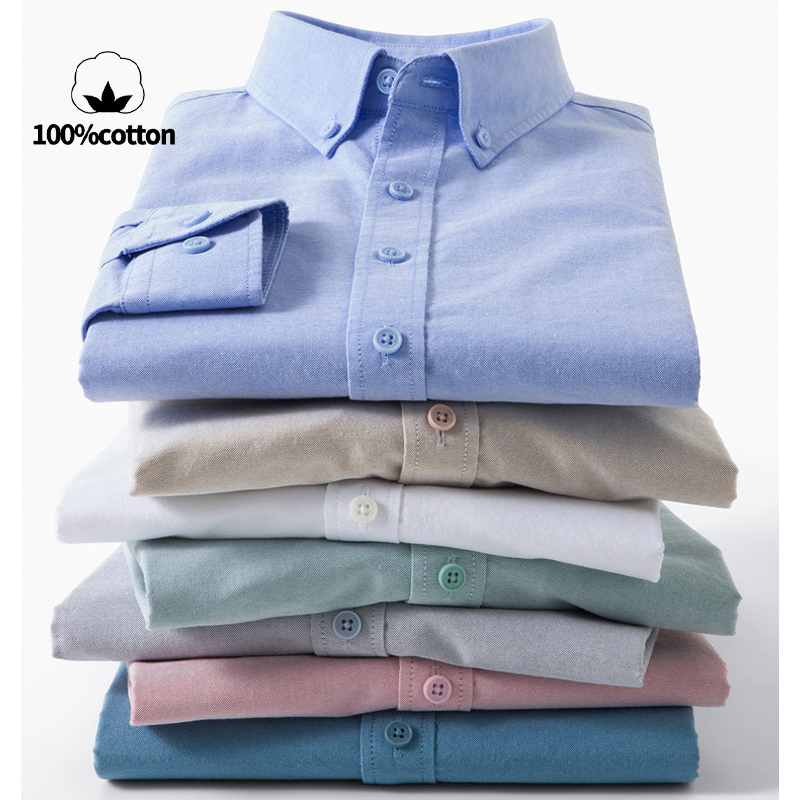 Men's 100% Cotton Oxford Shirt - Mandarin Collar Formal Shirt Slim Fit recension och pris