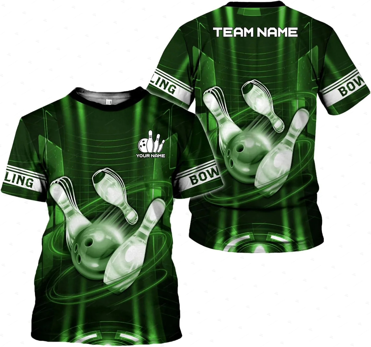 Custom Name Gradient Bowling F - Short Sleeve Bowling Shirt Retro recension och pris