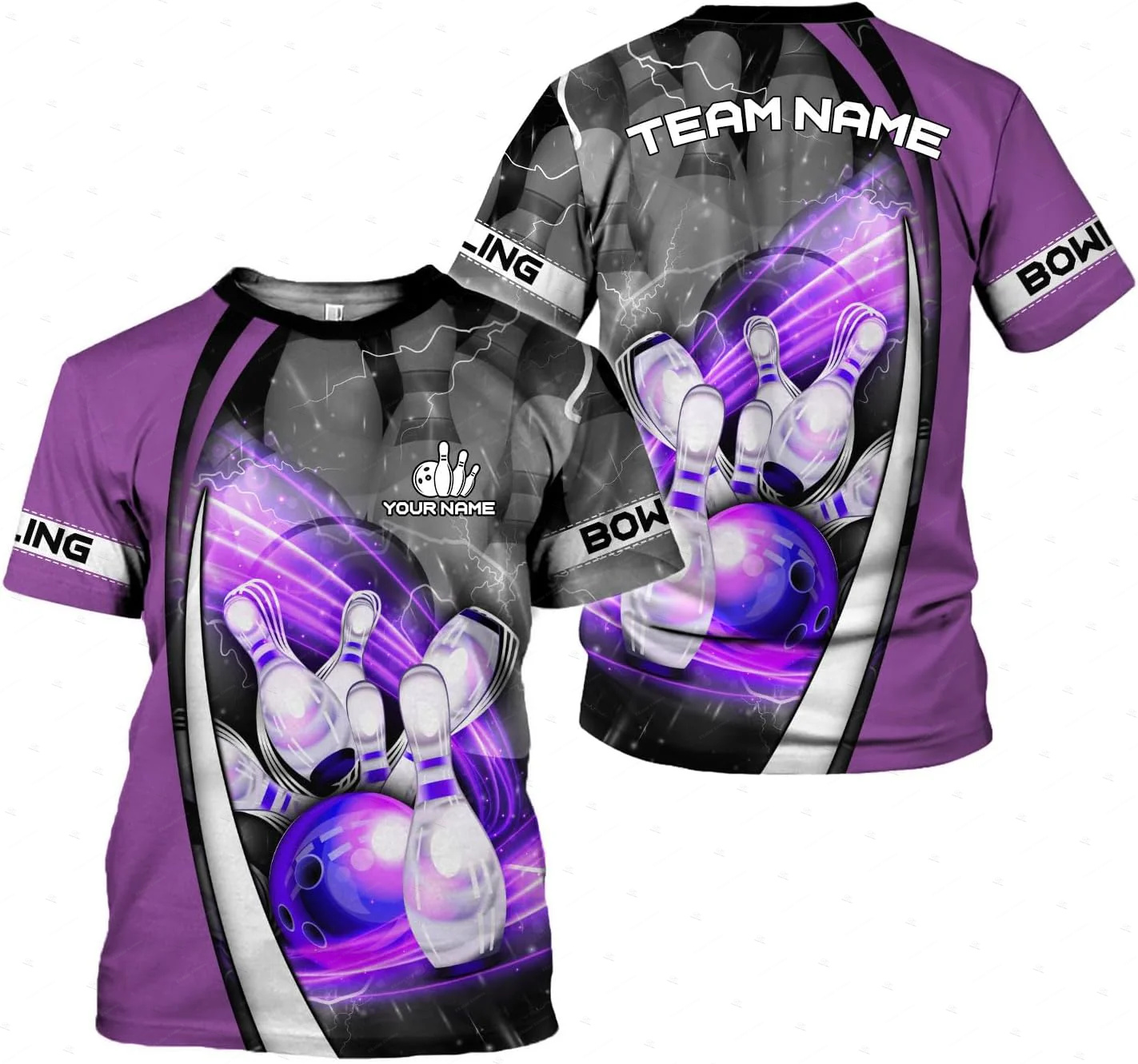 Custom Name Gradient Bowling F - Short Sleeve Bowling Shirt Retro recension och pris
