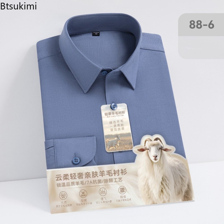 New Hight Quality Wool Modal L - Mandarin Collar Formal Shirt Slim Fit recension och pris