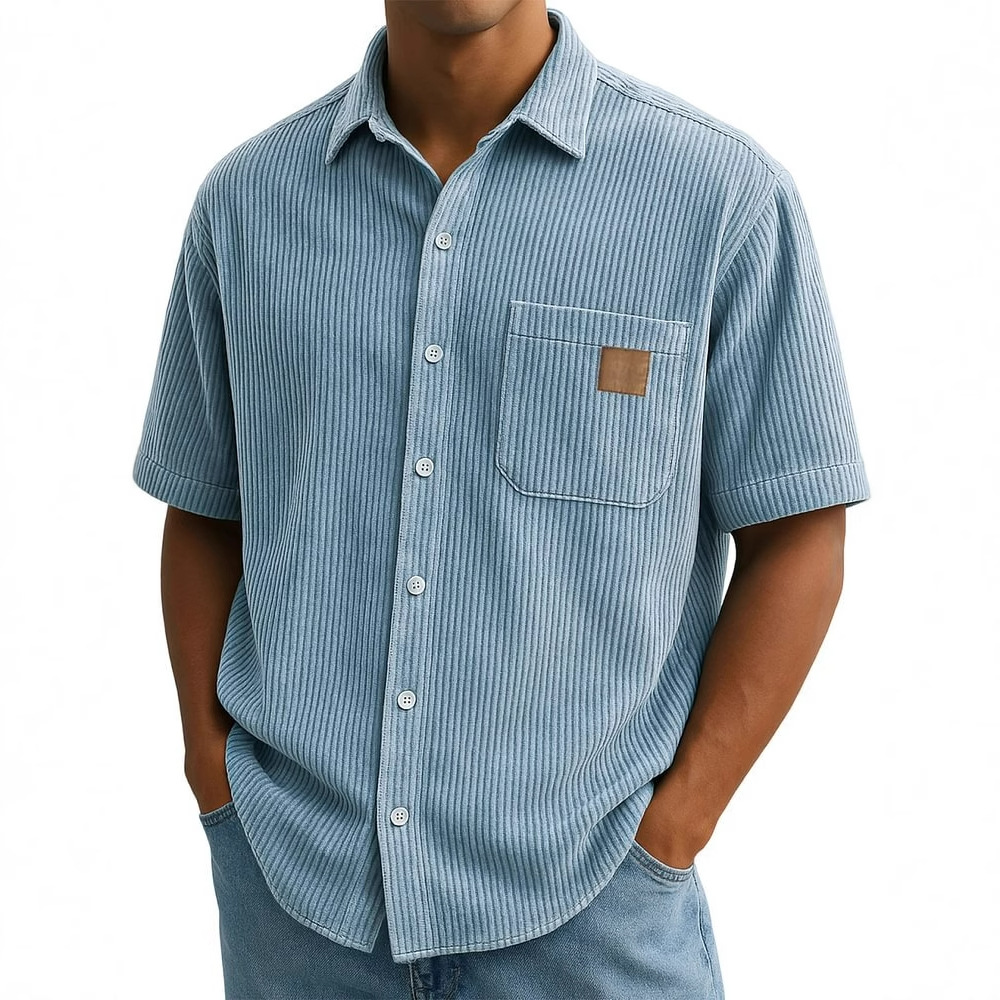 Men's Corduroy Short-Sleeve Sh - Corduroy Button Up Shirt Men recension och pris