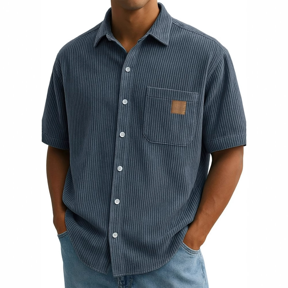Men's Corduroy Short-Sleeve Sh - Corduroy Button Up Shirt Men recension och pris